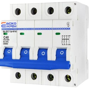 Автоматичний вимикач АСКО-УКРЕМ ВА-2017 3р+N 40А Тип C (A001017001026)