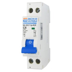 Автоматичний вимикач АСКО-УКРЕМ ВА-2017 1p N 6А Тип C (A001017001010)