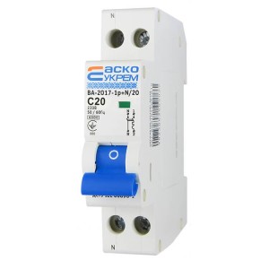 Автоматичний вимикач АСКО-УКРЕМ ВА-2017 1p N 20А Тип (A001017001013)