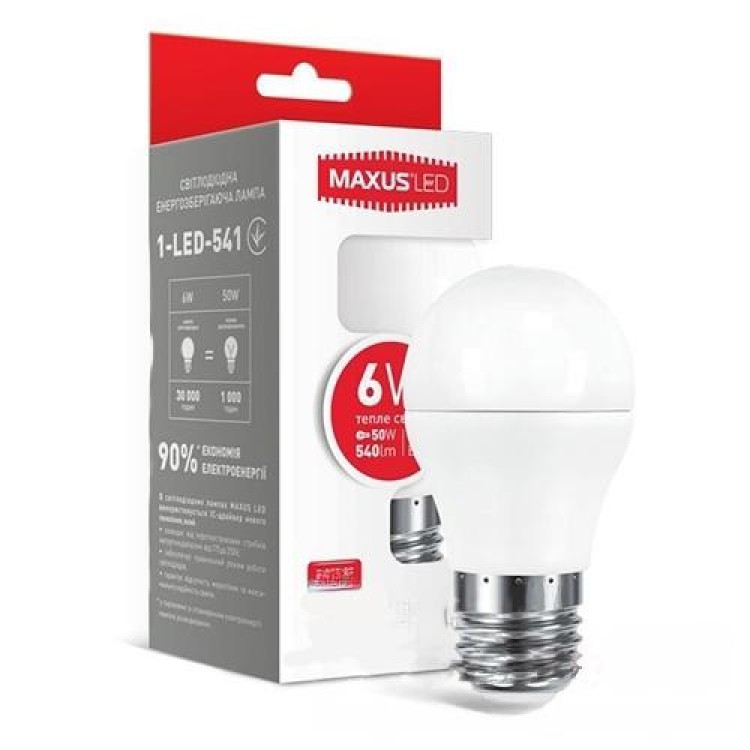 Лампа светодиодная 1-LED-541 6W G45 220V E27 Maxus цена 36грн - фотография 2