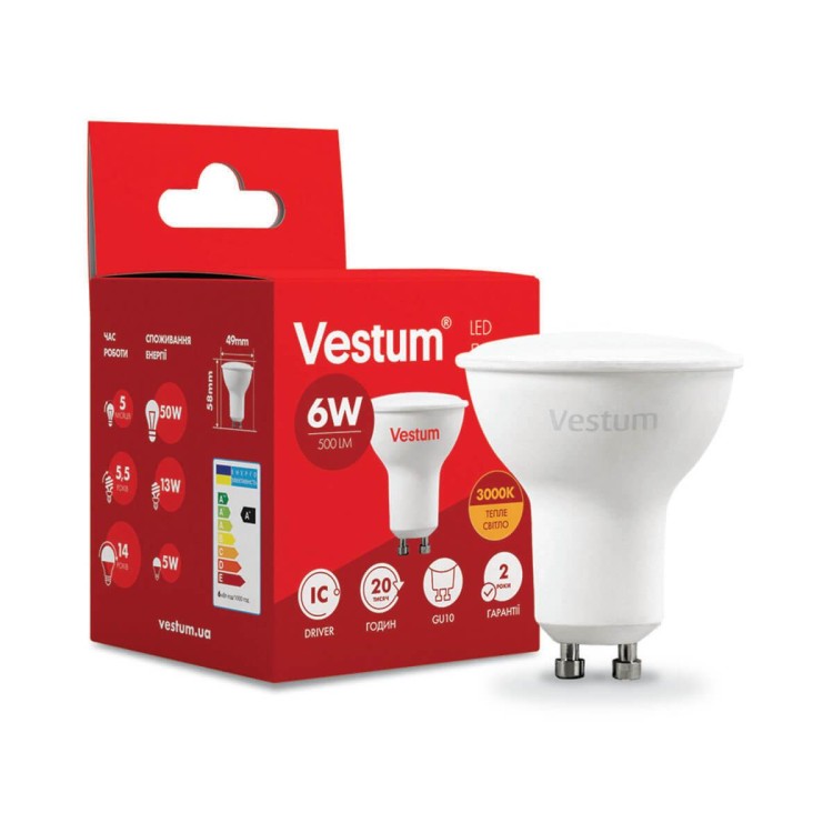 Светодиодная лампа Vestum 1-VS-1505 MR16 6Вт 3000K GU10 цена 39грн - фотография 2
