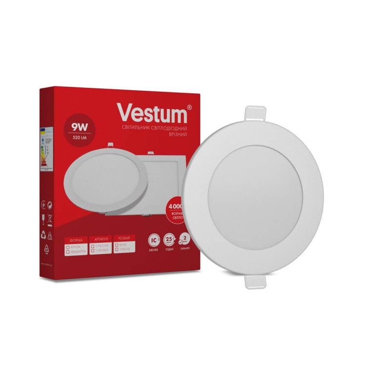 в продажу Круглий вбудований світильник Vestum 1-VS-5103 9Вт 4000K - фото 3