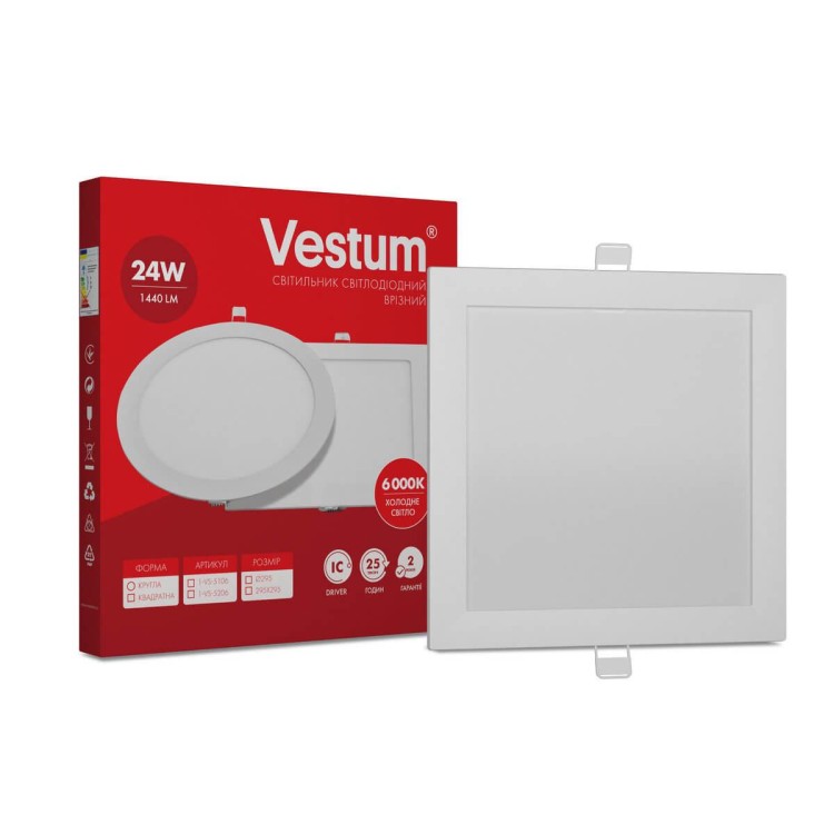 в продаже Квадратный встраиваемый светильник Vestum 1-VS-5206 24Вт 6000K - фото 3