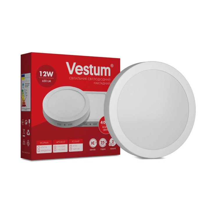 в продаже Круглый накладной светильник Vestum 1-VS-5302 12Вт 4000K - фото 3