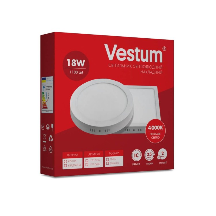 в продаже Круглый накладной светильник Vestum 1-VS-5303 18Вт 4000K - фото 3