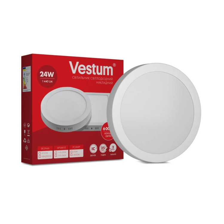 в продажу Круглий накладний світильник Vestum 1-VS-5304 24Вт 6000K - фото 3