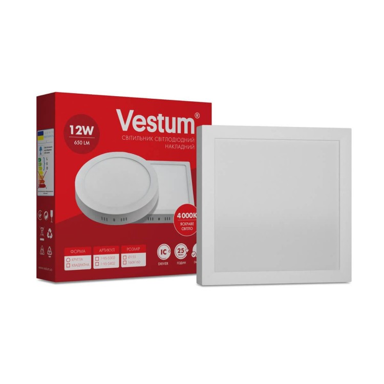 в продаже Квадратный накладной светильник Vestum 1-VS-5402 12Вт 4000K - фото 3