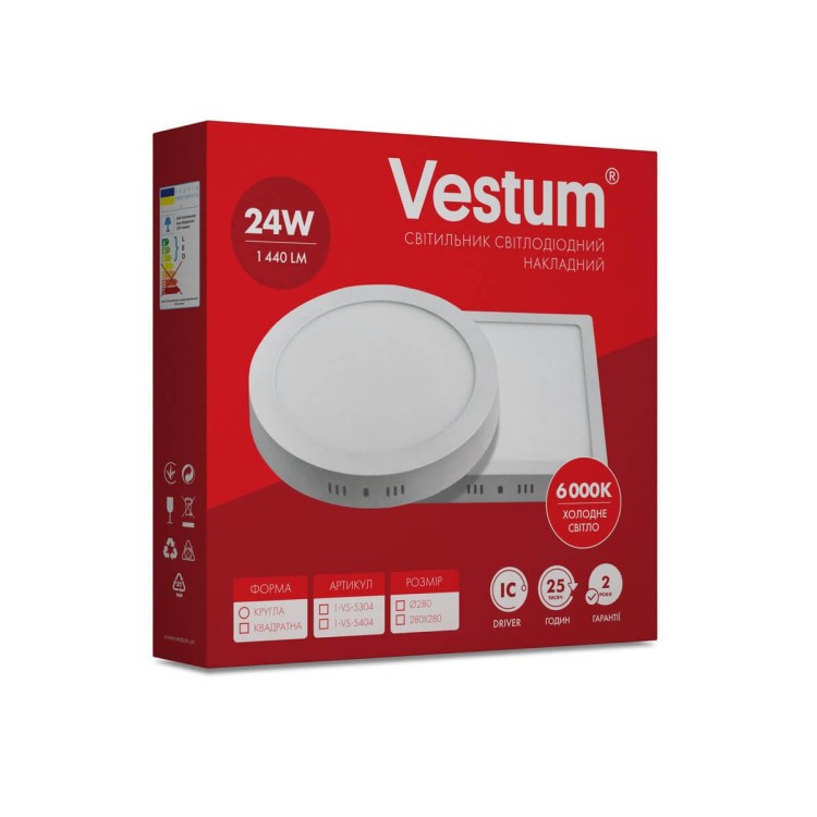 в продажу Квадратний накладний світильник Vestum 1-VS-5404 24Вт 6000K - фото 3