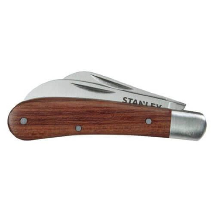 Складной нож для электрика с фиксацией лезвий в двух положениях Stanley 70мм (деревянная рукоятка) цена 632грн - фотография 2