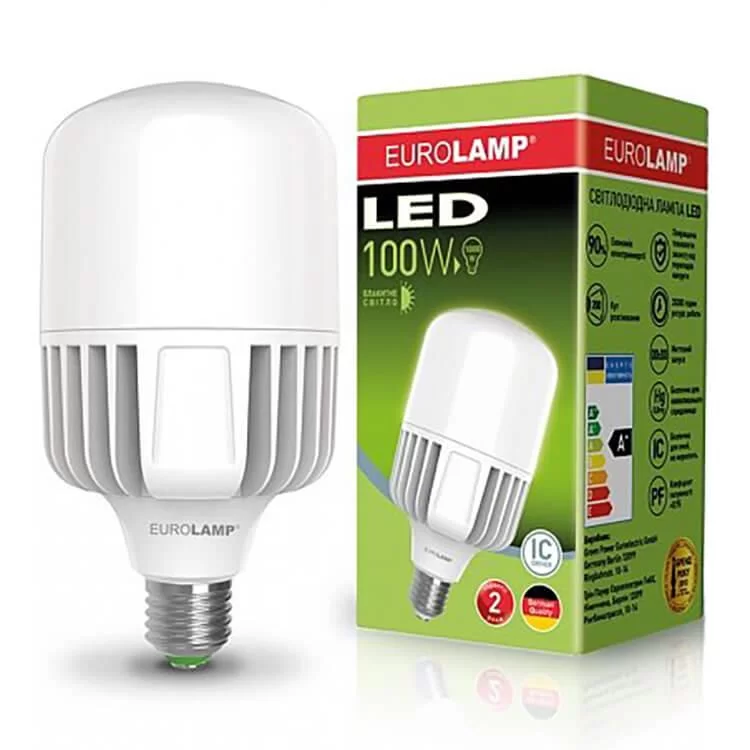 Лампа надпотужна LED 100W E40 6500K EUROLAMP ціна 1 742грн - фотографія 2