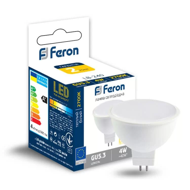 Лампа светодиодная MR16 4W G5,3 4000K LB-240 Feron (акция 10 шт/уп) цена 380грн - фотография 2