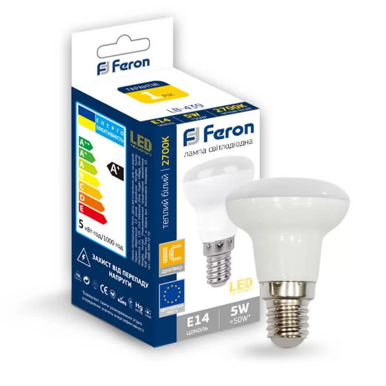 Лампа светодиодная рефлекторная R39 5W E14 4000K LB-439 Feron цена 55грн - фотография 2
