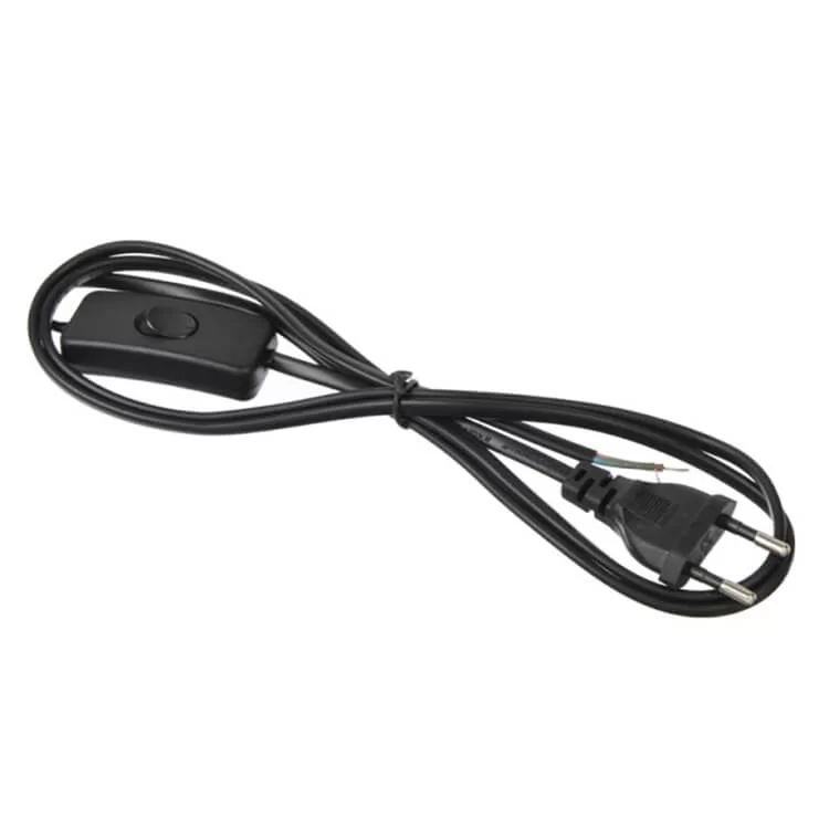 Вилка-кабель-вимикач 1,9м чорний Lemanso LMA017