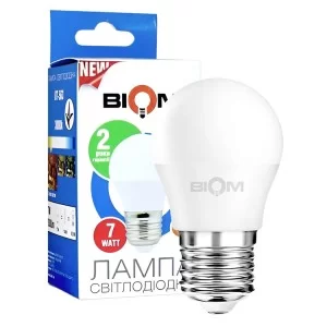 Свiтлодiодна лампа Biom BT-564 G45 7W E27 4500К матова (00-00001418)