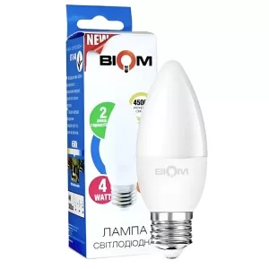 Свiтлодiодна лампа Biom BT-548 C37 4W E27 4500К матова (00-00001422)
