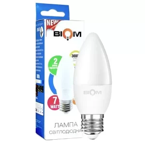 Свiтлодiодна лампа Biom BT-567 C37 7W E27 3000К матова (00-00001425)