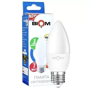 Светодиодная лампа Biom BT-568 C37 7W E27 4500К матовая (00-00001426)
