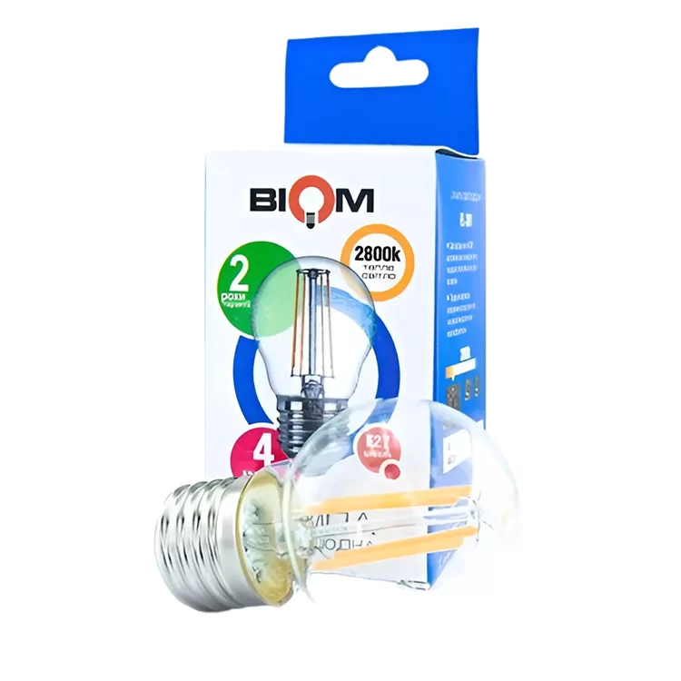 Свiтлодiодна лампа Biom FL-301 G45 4W E27 2800K (00-00001242) ціна 53грн - фотографія 2