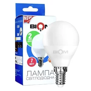 Свiтлодiодна лампа Biom BT-566 G45 7W E14 4500К матова (00-00001420)