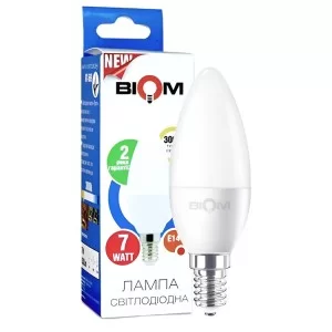 Светодиодная лампа Biom BT-569 C37 7W E14 3000К матовая (00-00001427)