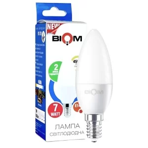 Светодиодная лампа Biom BT-570 C37 7W E14 4500К матовая (00-00001428)