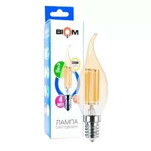 Світлодіодна лампа Biom FL-415 C35 LT 4W E14 2530K Amber свічка на вітрі (00-00012271)
