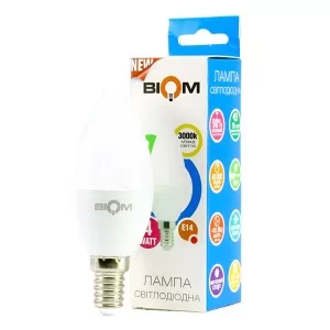Свiтлодiодна лампа Biom BT-549 C37 4W E14 3000К матова (00-00001423)