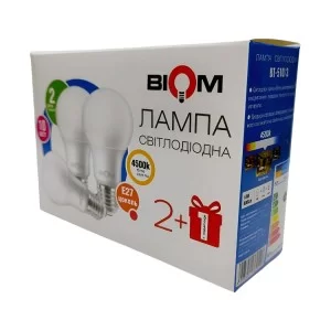 Свiтлодiодна лампа Biom BT-510 A60 10W E27 4500К матова 3 шт (00-00011953)