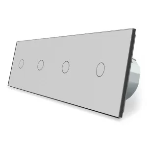 Сенсорный проходной выключатель Livolo 4 канала (1-1-1-1) серый стекло (VL-C704S-15)