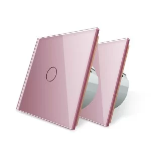Комплект Сенсорный проходной диммер Livolo розовый стекло (VL-C701H/C701H/S1B-17)