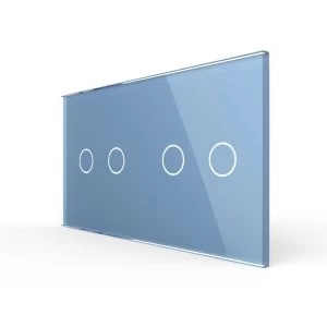Сенсорная панель выключателя Livolo 4 канала (2-2) голубой стекло (VL-C7-C2/C2-19)