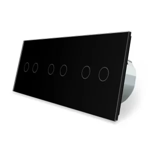 Сенсорный проходной выключатель Livolo 6 каналов (2-2-2) черный стекло (VL-C706S-12)