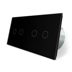 Сенсорный радиоуправляемый выключатель Livolo 4 канала (2-2) черный стекло (VL-C702R/C702R-12)