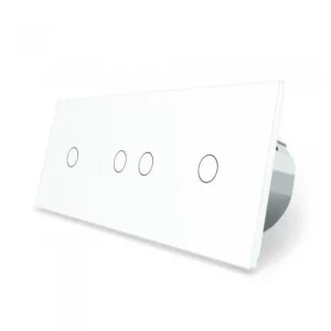 Сенсорный выключатель Livolo 4 канала (1-2-1) белый стекло (VL-C701/C702/C701-11)