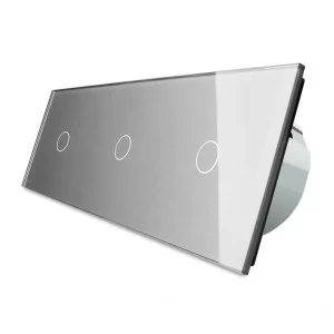 Бесконтактный выключатель Livolo 3 канала (1-1-1) серый стекло (VL-C701/C701/C701-PRO-15)