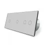 Сенсорный радиоуправляемый выключатель Livolo 4 канала (1-1-2) серый стекло (VL-C701R/C701R/C702R-15)