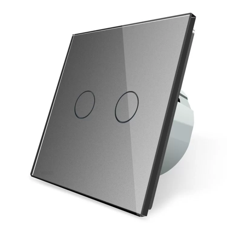Сенсорный Wi-Fi выключатель Livolo ZigBee 2 канала серый стекло (VL-C702Z-15)