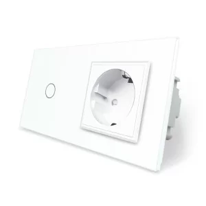 Сенсорный Wi-Fi выключатель Livolo ZigBee с розеткой белый стекло (VL-C701Z/C7C1EU-11)