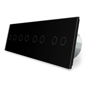 Сенсорный проходной выключатель Livolo 8 каналов (2-2-2-2) черный стекло (VL-C708S-12)