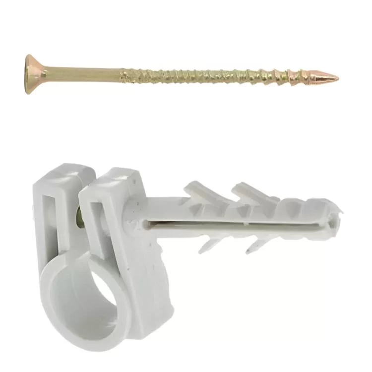 Обойма для труб и кабеля d 10-12mm с шурупом белая (уп.-100шт) WAVE цена 123грн - фотография 2