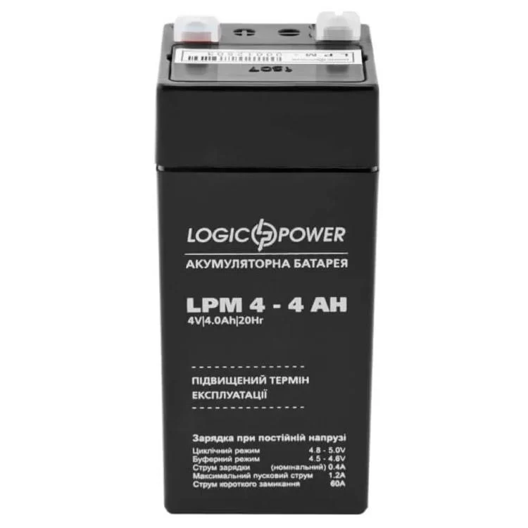 Акумулятор LogicPower AGM LPM 4-4 AH 4В ціна 194грн - фотографія 2