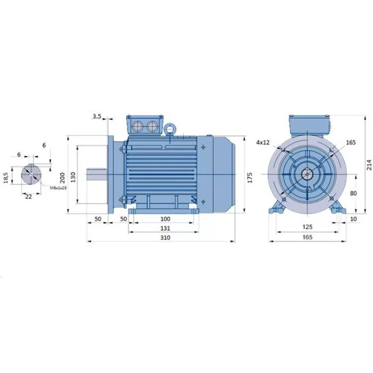 Двигатель асинхронный АИР80А6 0,75 кВт 1000об/мин цена 4 245грн - фотография 2