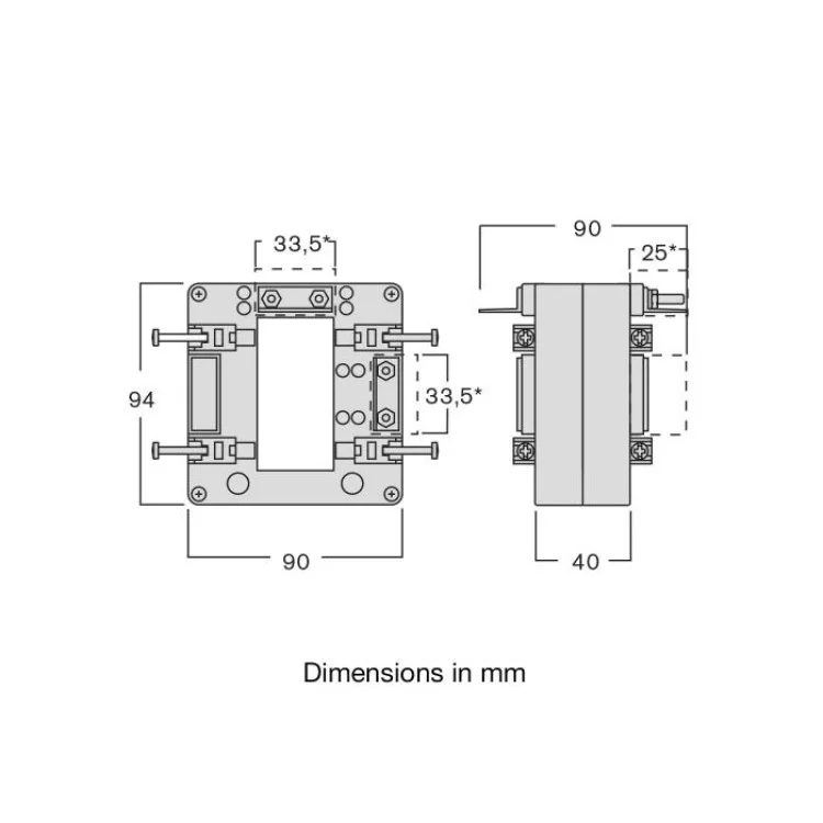 в продажу Трансформатор вимірювальний TAS65 32x65мм (65х32мм) 600/5А бічне підключення (кл.0,5=8,0ВА) IME - фото 3