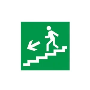 Знак «Напрямок до виходу сходами вниз» лівосторонній
