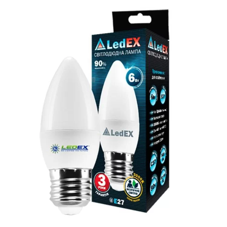 Лампочка LED 6Вт LedEX 3000К, E27 ціна 40грн - фотографія 2