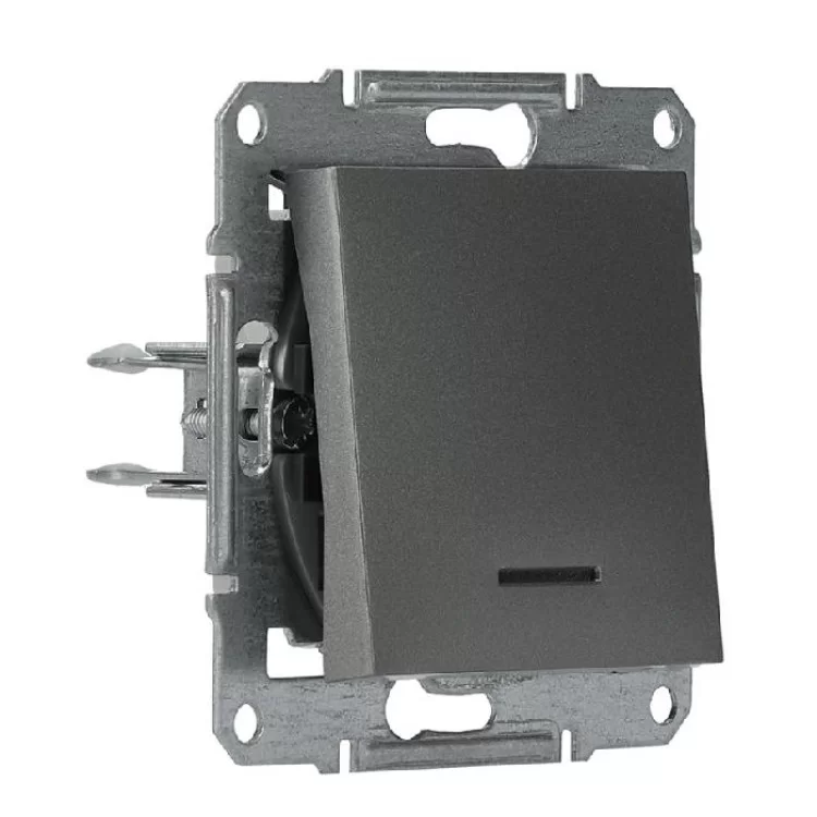 вимикач з підсвіткою без рамки сталь Asfora, EPH1400162 ціна 124грн - фотографія 2
