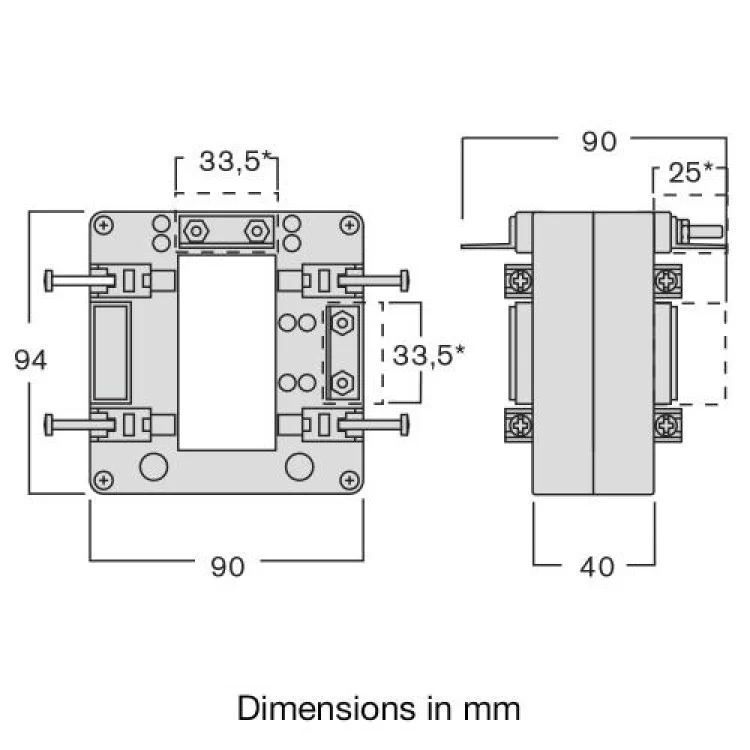 Трансформатор вимірювальний 1000/5А TAS65 32x65мм (65х32мм) бічне підключення (кл.0,5=15,0ВА) IME ціна 2 167грн - фотографія 2