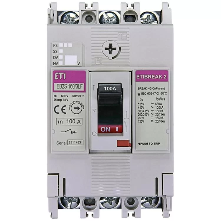 Автоматический выключатель EB2S 160/3LF 100A 3p (16kA) ETI