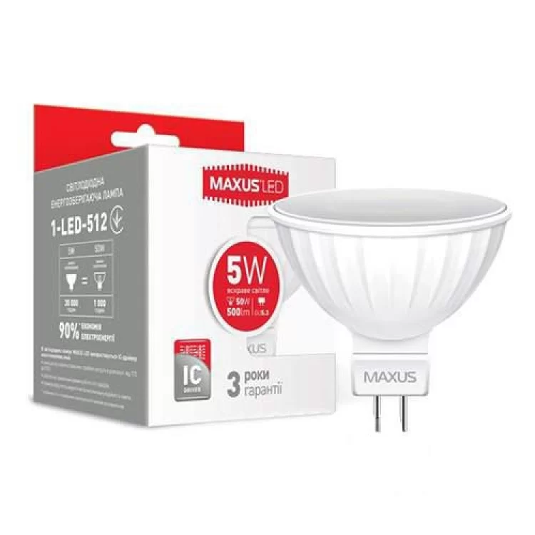 Лампа світлодіодна 1-LED-513 5W 220V MR16 Maxus ціна 49грн - фотографія 2