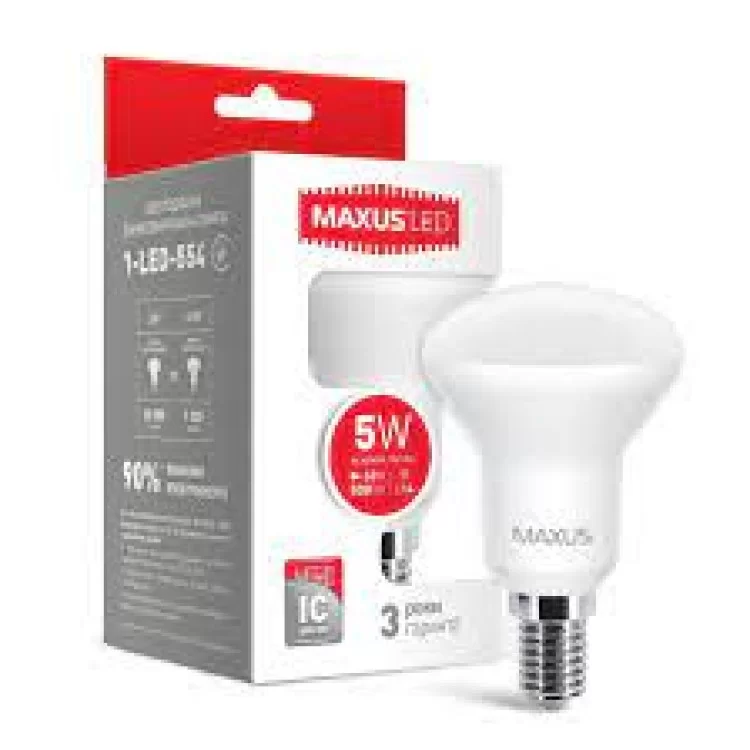 Лампа світлодіодна 1-LED-554 5W 220V R50 E14 Maxus ціна 49грн - фотографія 2